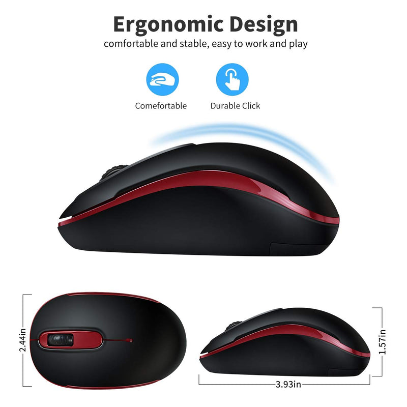 [Australia - AusPower] - Computer Wireless Mouse, 2.4G Slim Portable Laptop Mice Optical Mouse with USB Nano Receiver DPI 1200- Fit Your Hand Nicely, for Laptop, MacBook, Desktop, PC, Notebook - Silver 