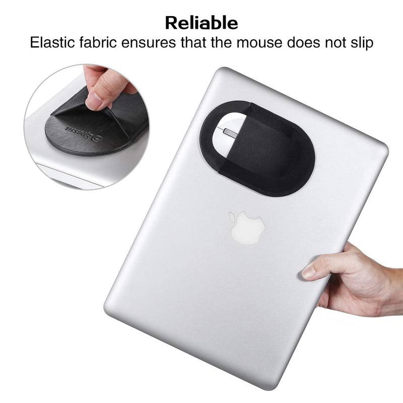 [Australia - AusPower] - Epessa Universal Stick-On Mouse Pouch, Mouse Holder for Wireless Mouse, Reusable Adhesive, No Glue Residue, Compatible with iPad or MacBook (Black) Black 