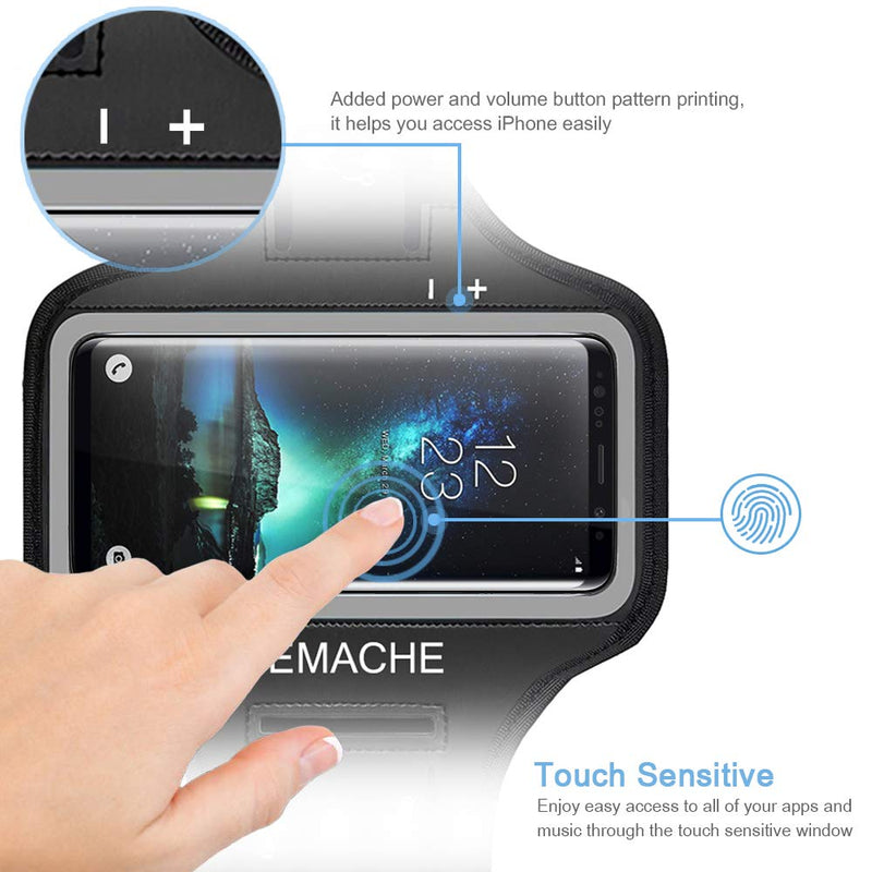 [Australia - AusPower] - Galaxy S10 S9 S8 Armband, JEMACHE Gym Running Exercises Workouts Phone Arm Band for Samsung Galaxy S10/S9/S8/S7 Edge (Black) Black 