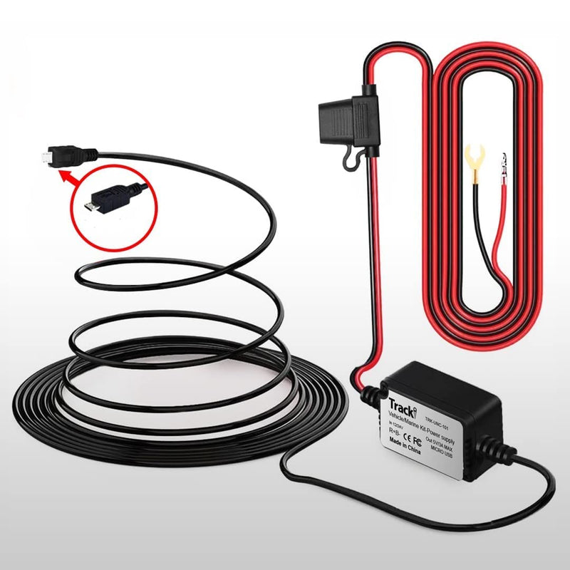 [Australia - AusPower] - 12-24 Volt to Micro USB Vehicle Car Marine Wiring Cable & Power stabilizer Kit for Tracki GPS Tracker - or for dashcam, Dashboard Camera 