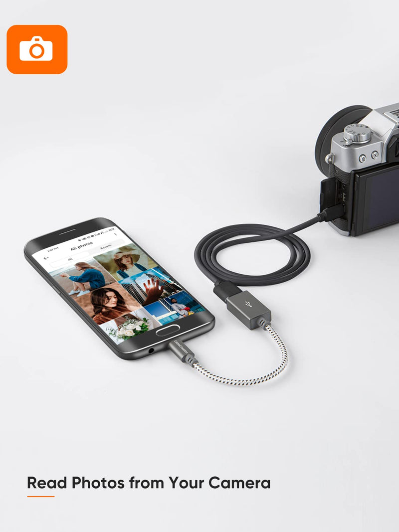 [Australia - AusPower] - CableCreation Micro USB 2.0 OTG Cable Braided On The Go Adapter Micro USB Male to USB Female Compatible with Samsung S7, Flash Drive, Mouse, Keyboard, Game Controller, Aluminum Space Gray 