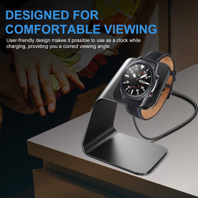 [Australia - AusPower] - NANW Charger Dock Compatible with Samsung Galaxy Watch 4/Watch 4 Classic/Watch 3/Active 2 /Active, USB Replacement Charging Cable Dock Stand Station Base Accessories for Galaxy Watch 4,Black Black 