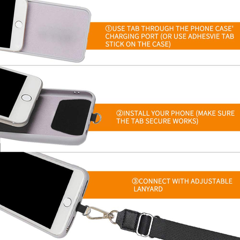 [Australia - AusPower] - Doormoon Phone Lanyard, Universal Adjustable Neck Straps for Phone Case Keys ID Badges Compatible with iPhone, Samsung, Motorola, LG & Most Smartphones, 2 Pack,Black Black Black Black 