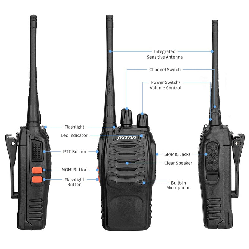[Australia - AusPower] - pxton PX-8S-01 walkie talkies for Adults with Upgraded Headset,Handheld Portable Two Way radios Long Range Include Rechargeable walkie Talkie Li-ion Battery and USB Charger（2 Pack） 