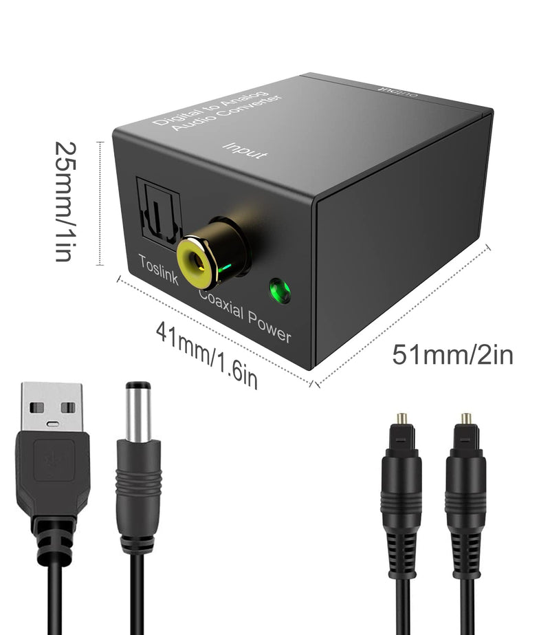 [Australia - AusPower] - DAC Digital Audio Converter,Digital to Analog Converter DAC Digital SPDIF Toslink to Analog Stereo Audio L/R Converter for HDTV DVD Blu-ray Home Cinema Systems PS3 X360 with Optical Cable and DC cable 