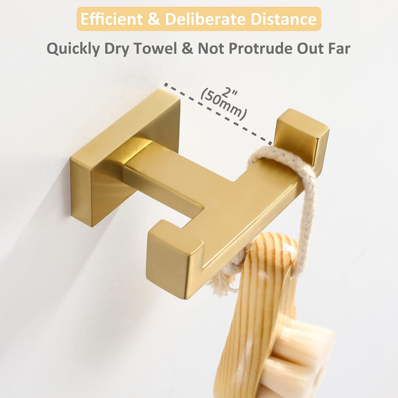 [Australia - AusPower] - Suyar Double Towel Hook Bundle with Toilet Paper Holder (Brushed Gold) 