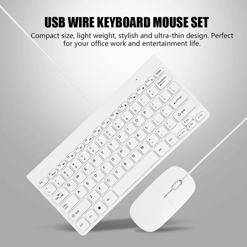 [Australia - AusPower] - Limouyin Wired Keyboard and Mouse, Ultra-Thin USB Keyboard Optical Mouse Mice Set ComboFull Size Wire Corded Keyboard Mouse Combo Set with Number Pad for Laptop,PC,Desktop White 