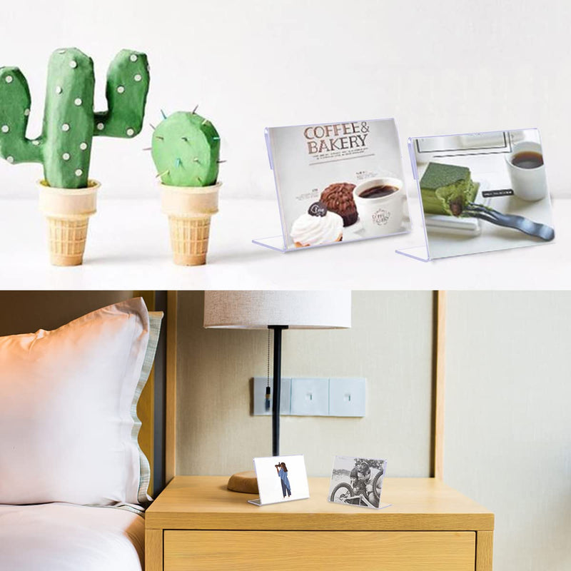 [Australia - AusPower] - 20 Pcs Clear Acrylic Sign Display Holder with Vertical Slanted Back, L Shape Clear Price Sign Stands Name Card Label Counter Top Stand for Restaurants Hotels Stores (75mm x 55mm) L Shape 1 