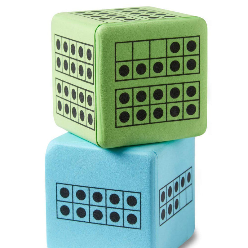 [Australia - AusPower] - hand2mind Ten Frame Dice, Large Foam Dice for Classroom, Subitizing Dice, Math Manipulatives for Elementary School, Counting Toys for Toddlers, Educational Toys for Preschool Children (Set of 12) 