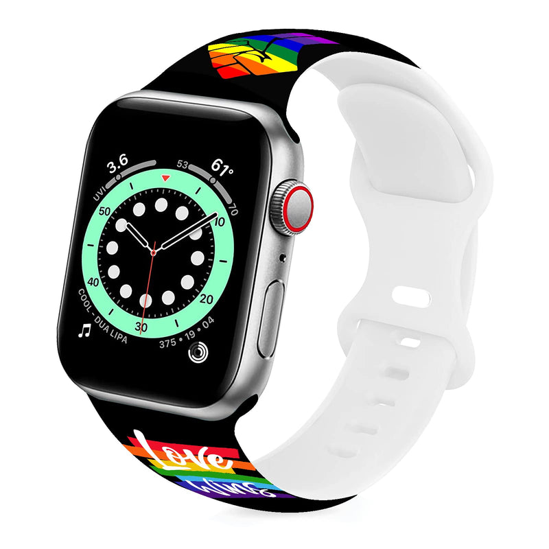 [Australia - AusPower] - LGBT Pride Watch Band Rainbow Smartwatch bands Compatible with Watch 38/40/42/44mm Soft Silicone Strap Replacement for Series 7/6/5/4/3/2/1/SE L2 38/40mm 