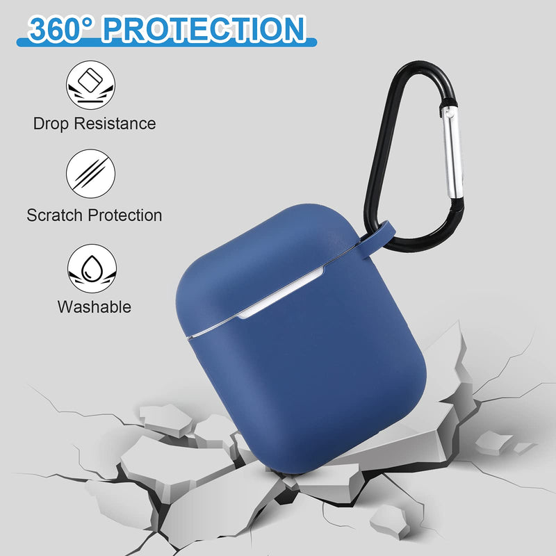 [Australia - AusPower] - 12 Pieces Headphone Silicone Protective Cases Cover with Keychain Accessories Compatible with Airpods 2 and 1 Wireless Charging Cases, Front LED Visible 