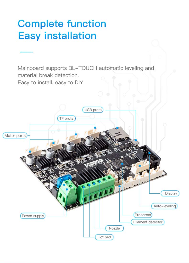 [Australia - AusPower] - Official Creality New Upgrade Motherboard Silent Mainboard V4.2.7 for Ender 3 Customized and Non-Standard Matching,Ender 3 Silent Mother Board Ender3 Silent Mainboard 