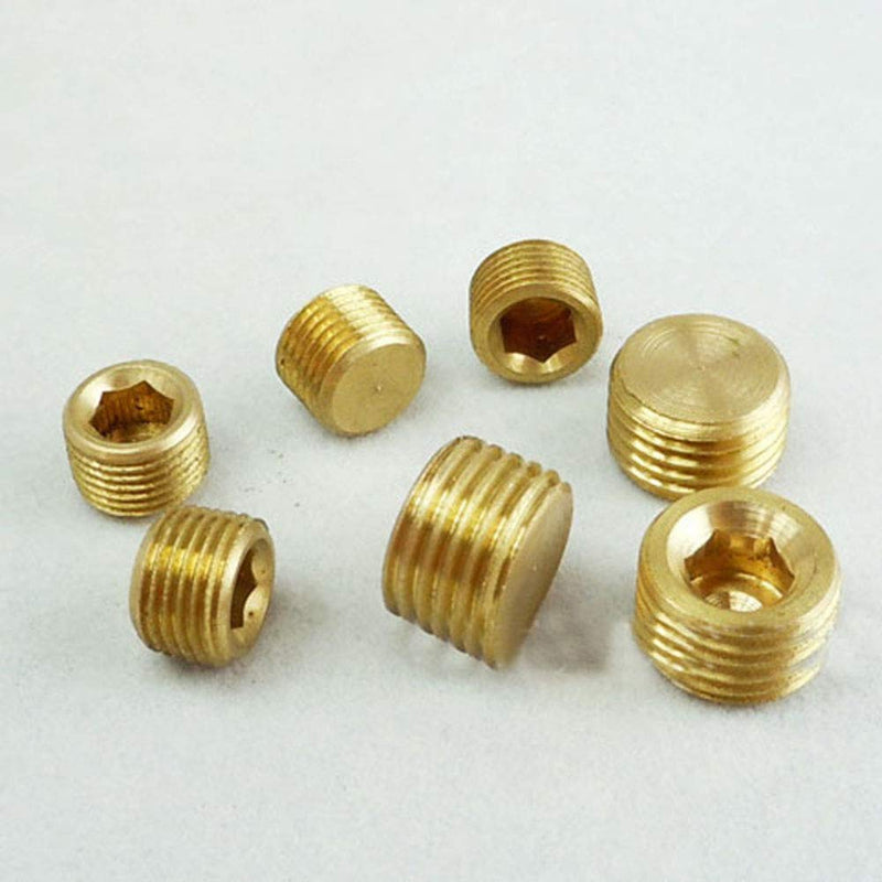 [Australia - AusPower] - ALLPEN  20pcs Brass Pipe Fitting,1/8" 1/4" 3/8" 1/2" NPT Brass Internal Hex Thread Socket Pipe Plug Set 