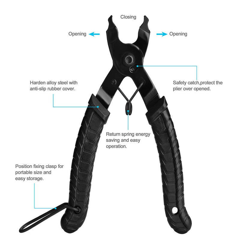 [Australia - AusPower] - A AKRAF Bicycle Chain Repair Tool Kit with Bike Link Plier, Chain Breaker Splitter Tool, 6 Pairs Bicycle Missing Links, Bicycle Mechanic Tool Kit with Chain Master Link Remover and Connector 