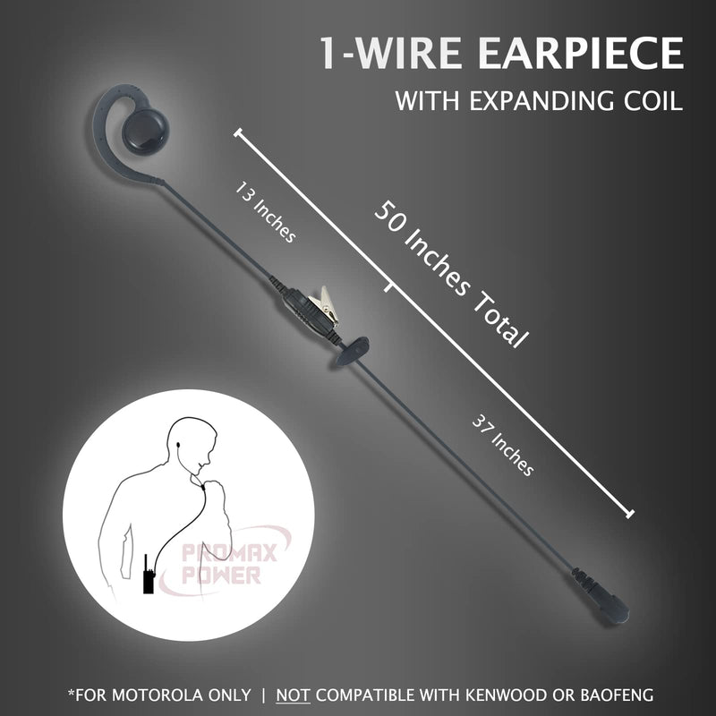 [Australia - AusPower] - ProMaxPower 1-Wire C-Shape Swivel Earpiece Headset with PTT Button Mic for Motorola Two-Way Radio Walkie Talkies CP100, CP200D, CLS1110, CLS1410, EP450, GP308 (1-Pack) 