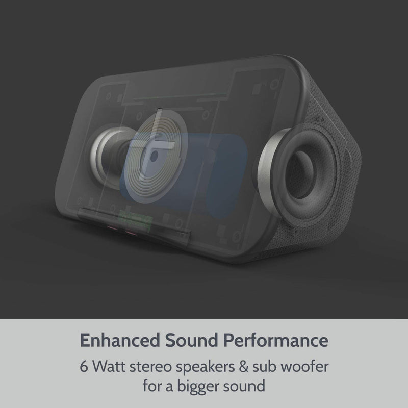 [Australia - AusPower] - Bluetooth Speaker with Wireless Charger Stand, Premium Stereo Sound Speaker 18 Hours Playtime, 2 in 1 Home Audio Player Qi Charger Charging Compatible with iPhone, Samsung, Qi-Enabled Smartphones Black 