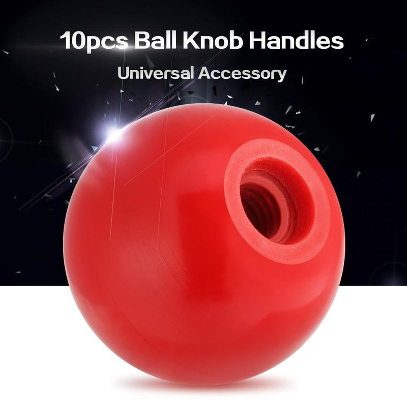 [Australia - AusPower] - SoarUp 10pcs Threaded Control Knobs Machine Operation Ball Handles, Universal Lathe Tractor Machine Plastic Round Ball Knob Handle Black/Red Color(Red-AM8x25) 