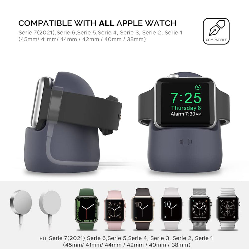 [Australia - AusPower] - AhaStyle iWatch Stand Silicone Charging Dock Holder Accessories for Apple Watch Series 7/6/5/4/3/2/1/SE(45/44/42/41/40/38mm), Supports Nightstand Mode【Adapters NOT Included】(Navy Blue) Navy Blue 