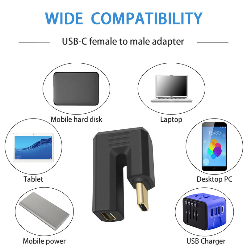 [Australia - AusPower] - Duttek USB C 180 Degree Adapter, USB C U Shape Adapter, 4K@60hz 10gbps USB Type C 3.1 Male to Female Extender Adapter Connector Compatible with Laptop, Mobile Phone, Tablet etc. 
