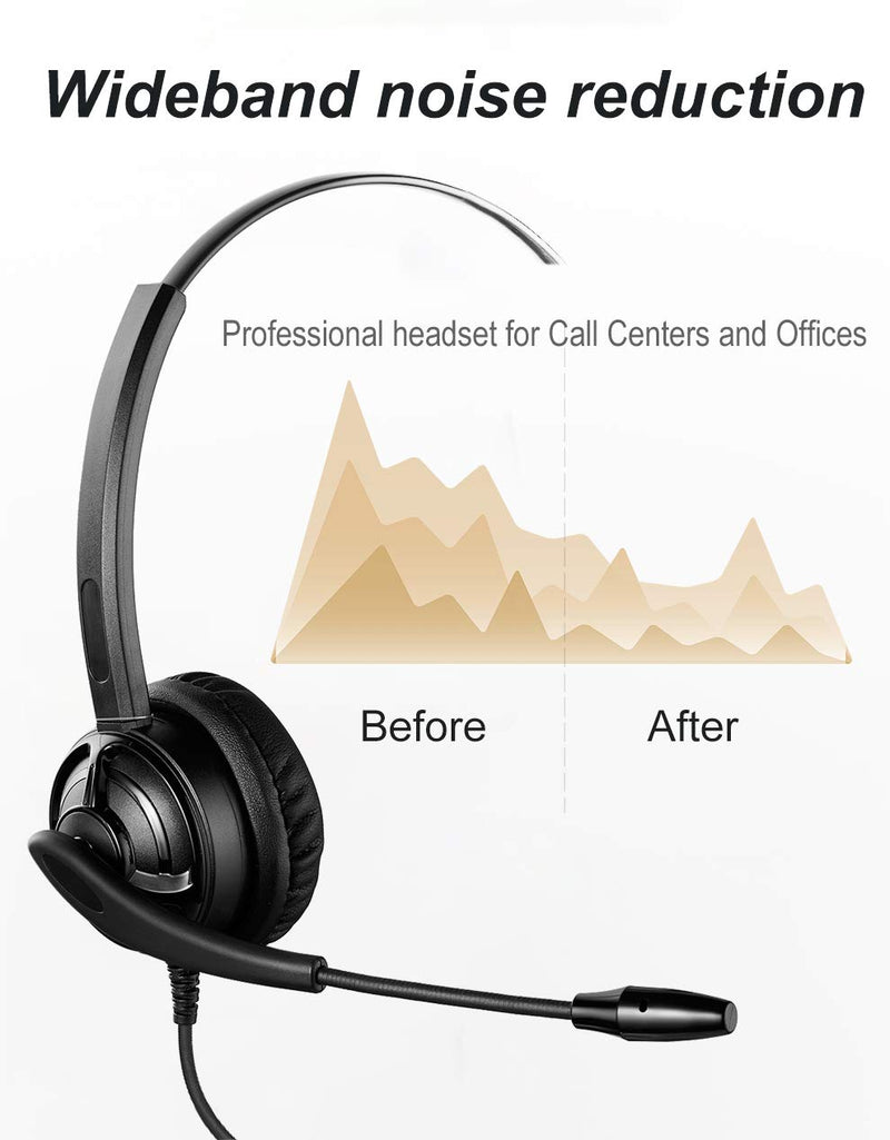 [Australia - AusPower] - Jiade Cell Phone Headset with Noise Cancelling Microphone & Mic Mute Control 3.5mm Wired Computer Headphones for iPhone Samsung PC Business Skype Softphone Call Center Office Clear Chat JD805QD008 Monaural 