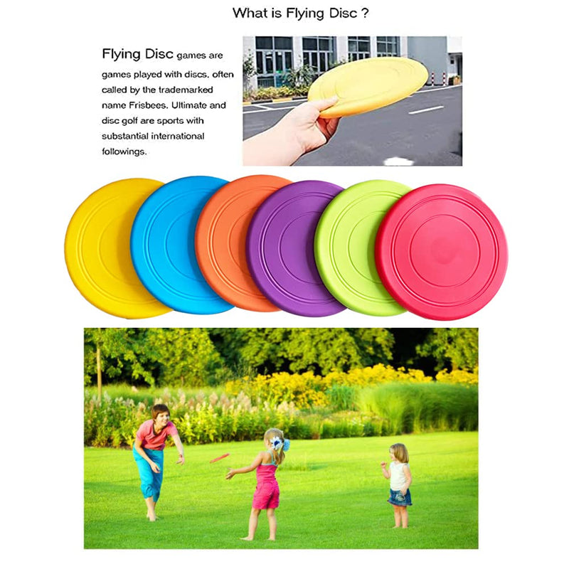 [Australia - AusPower] - SUHEEUS Kids Flying Disc Toy Outdoor Playing Lawn Game Disk Flyer for Kindergarten Teaching Soft Silicone Colorful 6 Pack Bulk Set… 