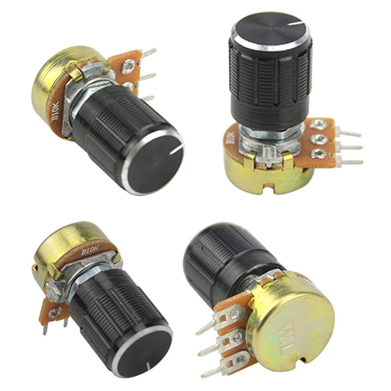 [Australia - AusPower] - WMYCONGCONG 20 PCS B10K 10K Ohm Knurled Shaft Linear Rotary Taper Potentiometer with Black Knob(WH148) Kit 