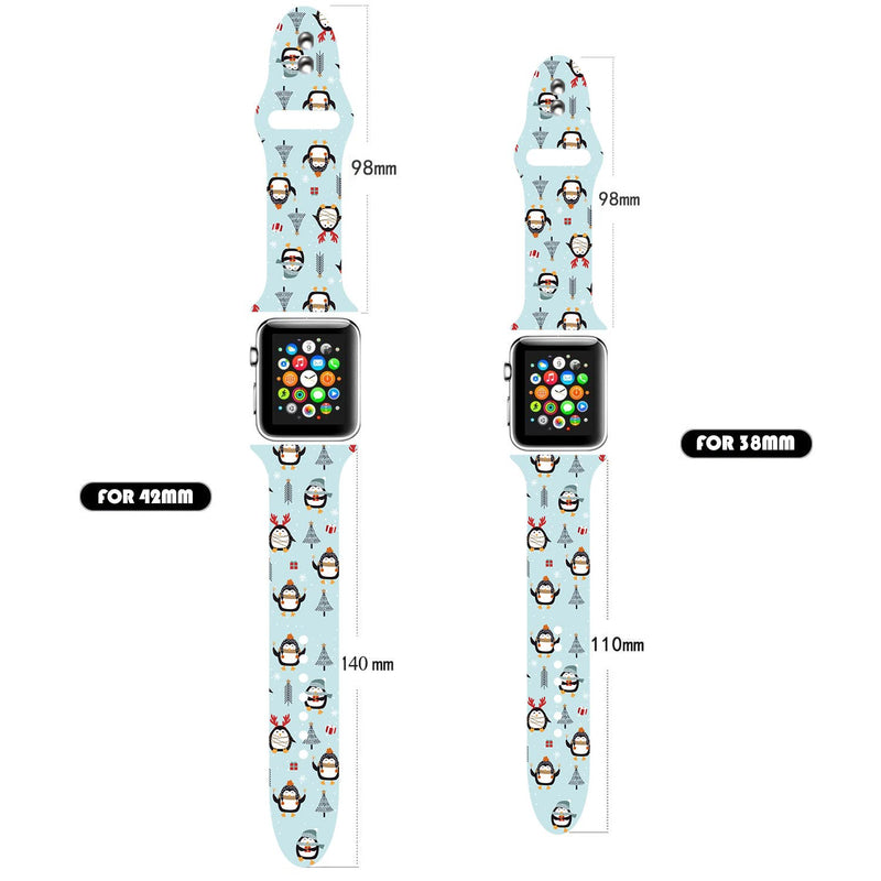[Australia - AusPower] - BONICI Smart Watch Band for Apple Watch 38mm 40mm 41mm 42mm 44mm 45mm,Men Women Boy Girls Christmas Snowman Sport Soft Silicone Rubber Replacement Bands for Apple Watch 7/6/SE/5/4/3/2/1 iWatch(M/L) 1 42/44/45mm(M/L) 