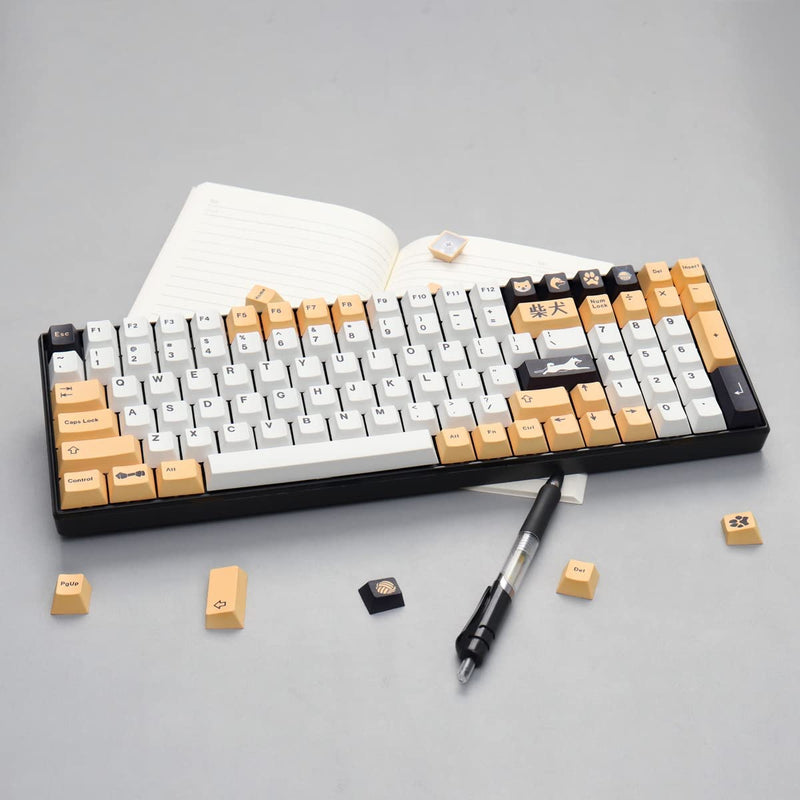 [Australia - AusPower] - 129 Keys Shiba Inu Cherry Profile keycaps Dye-Sublimated PBT Keycap for Cherry MX Switch Mechanical Gaming Keyboard 