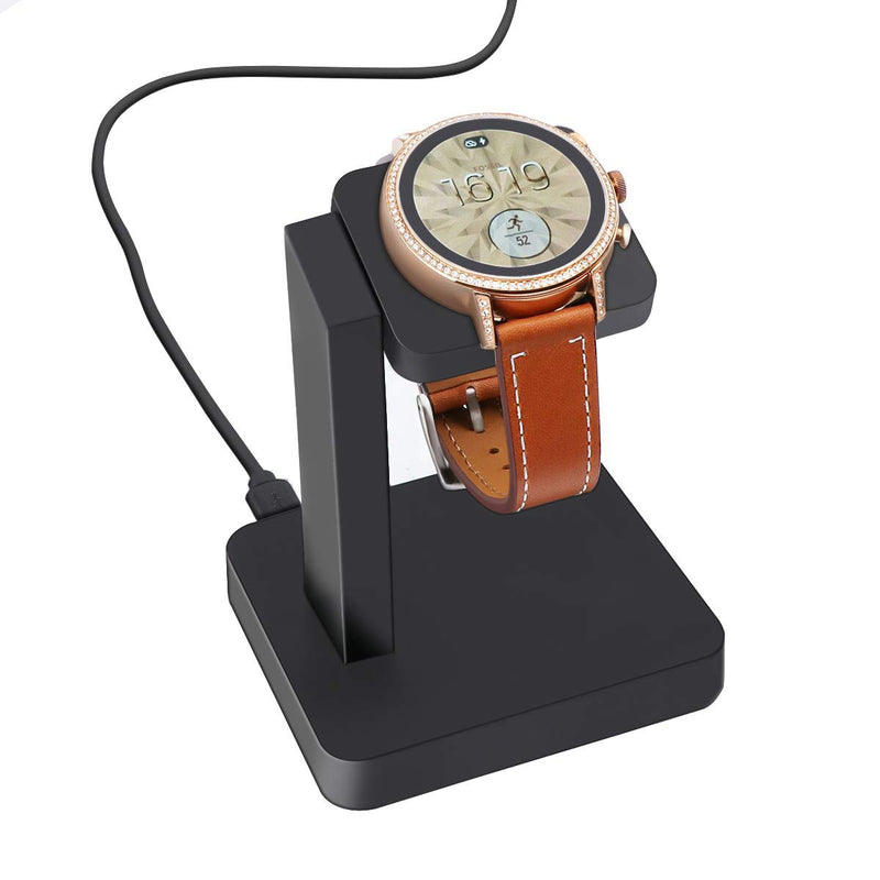 [Australia - AusPower] - Watch Charger for Fossil Gen 6,Gen 5/5e,Gen 4,Charging Stand for Fossil/MK/Skagen/Emporio Armani HeartRate Smartwatch,Black Black 