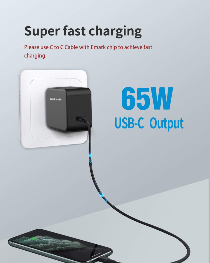 [Australia - AusPower] - Wishinkle USB C Charger,65W PD 3.0 Gan Tech Fast Charging Wall Charger,Foldable Type C Power Delivery Adapter for MacBook Pro, iPad, AirPods Pro,iPhone 11 Pro Max SE,Galaxy S10, Switch and More 