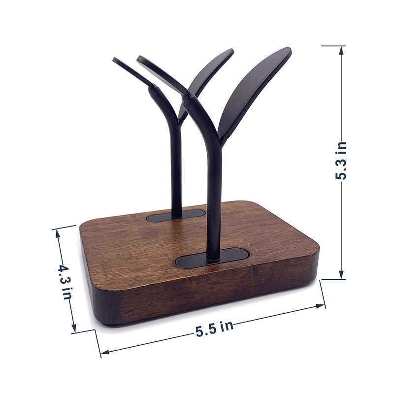 [Australia - AusPower] - Leaf Napkin Holder, Wooden Napkin Holder for Tables, Freestanding Tissue Dispenser for Kitchen Countertop, Dining, Picnic Table, Indoor & Outdoor Use, Home Decor, Modern, Sturdy, Easy Assembly, Black 