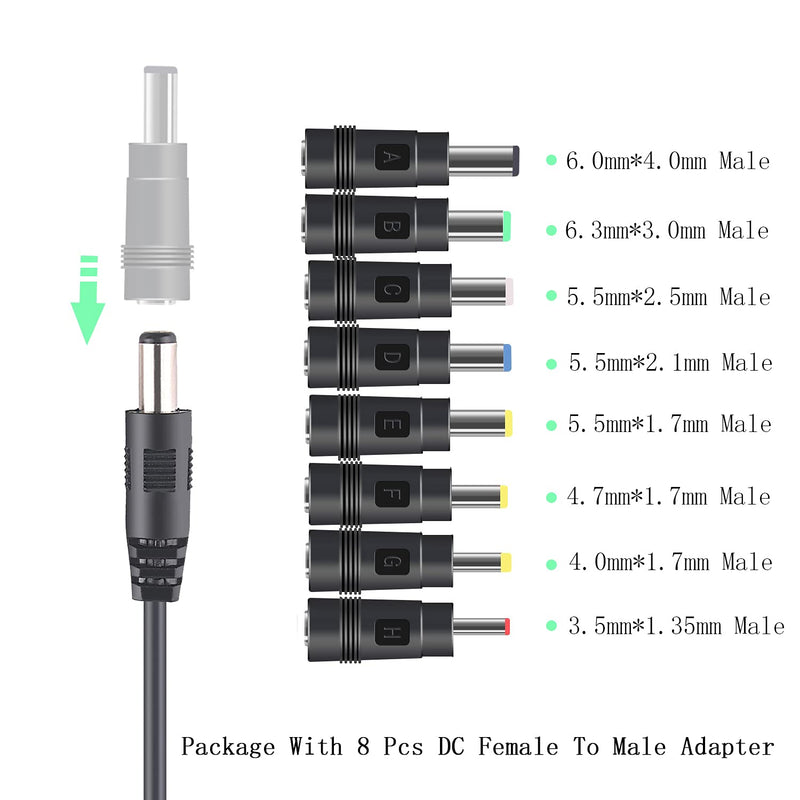 [Australia - AusPower] - 3.3ft/1m USB to 5.5mm x 2.1mm DC 5V Power Charger Adapter Cable with 8 Pcs DC Header Connector,Match Most Devices with DC Sockets 