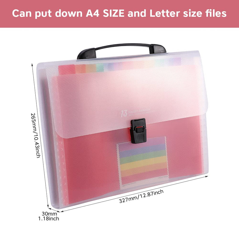 [Australia - AusPower] - Kakalote Accordian File Organizer 13 Pockets Expandable File Folder with Handle & Tabs A4 Document Paper Receipt Organizer Filing Folders for Letter, Business, Office, School Large-capacity File Organizer 