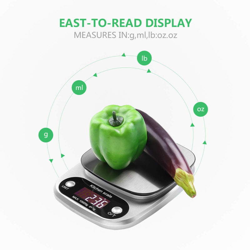 [Australia - AusPower] - Digital Food Scale, 22 lbs/10kg Multifunction Kitchen Scale with Large Back-lit LCD Display and Tare Function for Cooking Baking Diets 