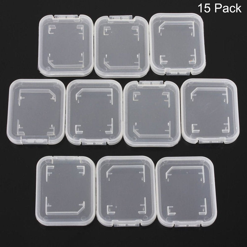 [Australia - AusPower] - NUOMI 15Pcs SD/SDHC Memory Card Case Holder, Standard SD Plastic Storage Boxes, Clear Compact 