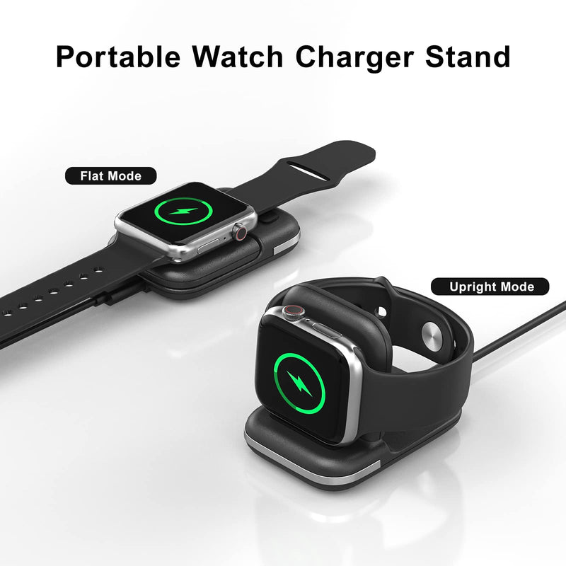 [Australia - AusPower] - Charger Stand for Apple Watch, Gekoja Foldable Watch Charger Stand with Charging Cable, Multi-Angle Charging Station Compatible with Apple Watch Series 7/6/SE/5/4/3/2/1(45/44/42/41/40/38mm)-Black Black 
