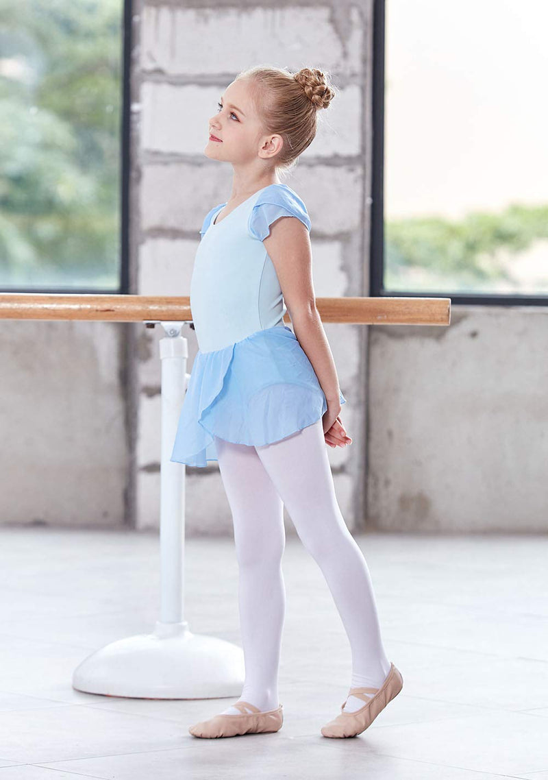 [Australia - AusPower] - MdnMd Petal Flutter Sleeve Skirted Ballet Dance Leotard for Toddler Girls Ballerina Dress Outfit W5 - Blue (Petal) 10-12 Years 