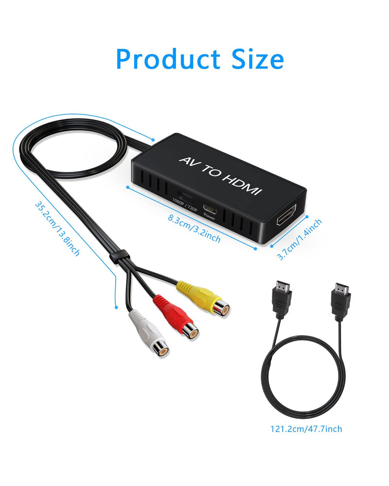 [Australia - AusPower] - VIXLW RCA to HDMI Adapter, AV to HDMI Converter, 1080P Mini Composite to HDMI Adapter, Support PAL/NTSC for PC, Laptop, TV, WII, Xbox, PS1, PS2, PS3, STB, VHS, VCR, Blue-Ray DVD Players 