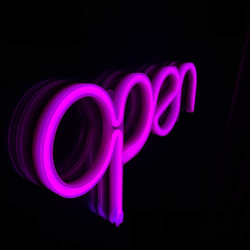 [Australia - AusPower] - LED Open Signs for Business Store Pink Open Neon Light Up Letters Advertisement Board USB Powered Open Electric Display Sign for Front Door Windows Bar Bub Restaurant Café Tattoo Spa Massage(KAIF) 