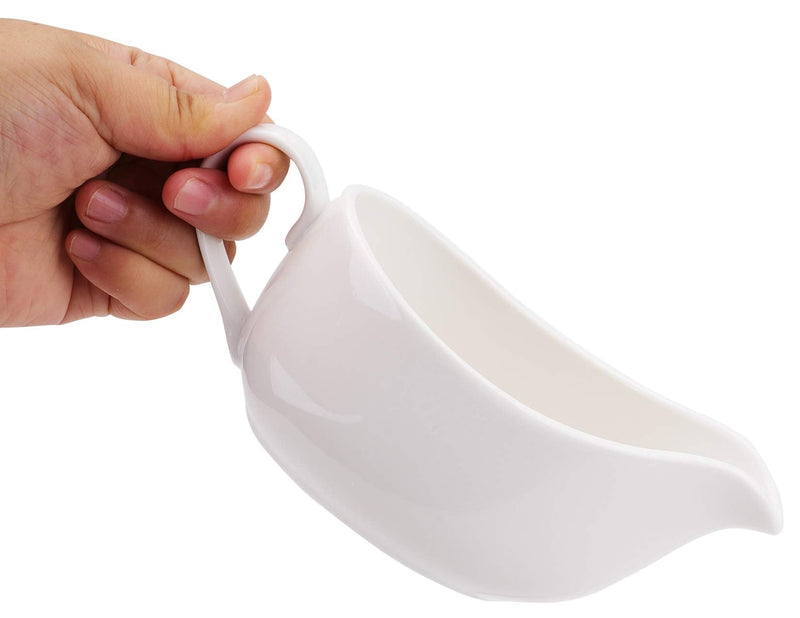 [Australia - AusPower] - Yesland 15 oz Gravy Boat and Tray, Ceramic White Gravy Sauce Boat with Saucer Stand for Dining, Holiday Meals & Parties 