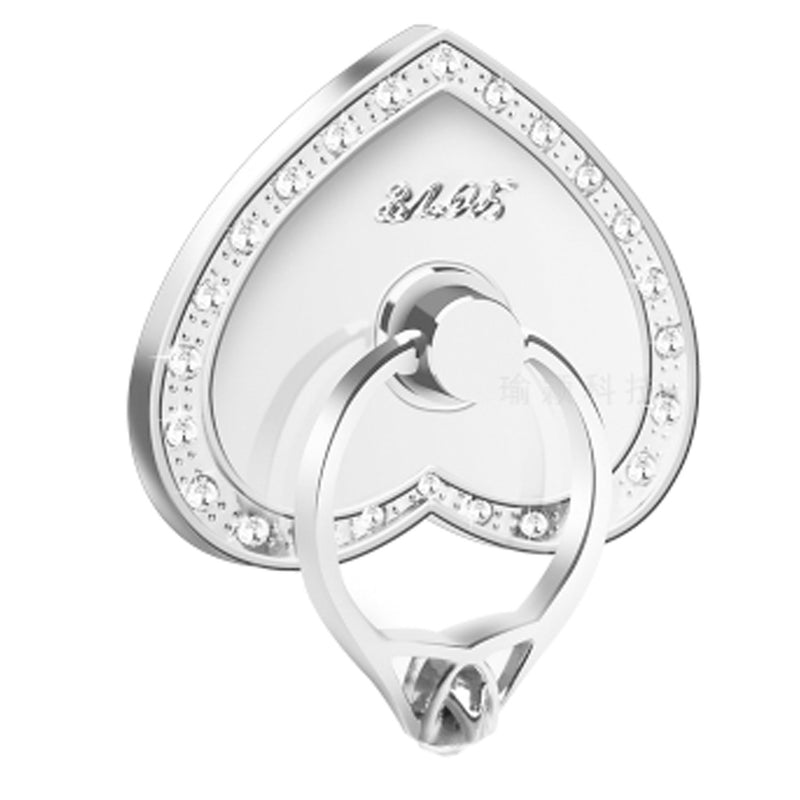 [Australia - AusPower] - Phone Stand, Luxury Updated Re-Usable Metal Stainless Phone & Tablet Anti Drop Ring Stand Holder with Diamonds for iPhone iPod iPad Samsung and More (Heart Shape) (Silver) Silver 
