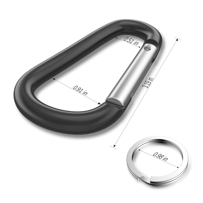 [Australia - AusPower] - sprookber 3" Aluminum Carabiner D Ring, Caribeener Clips, Spring Snap Hook for Keychain Clip, Set of 10 Black 