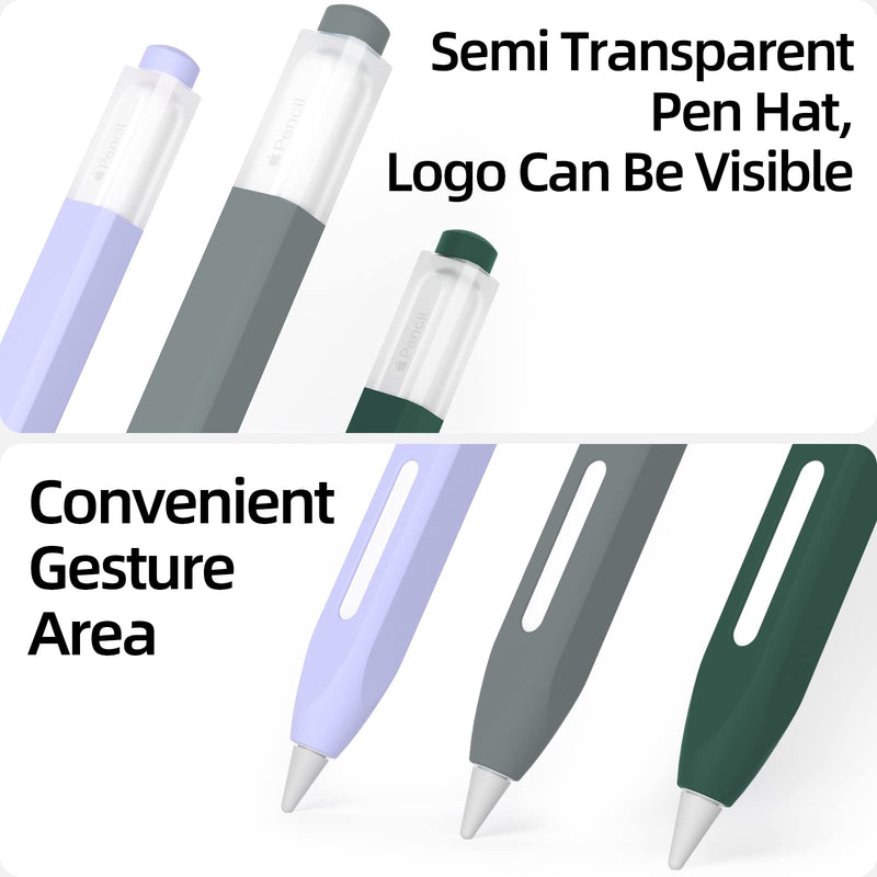 [Australia - AusPower] - JOOSKO [3 Pack] Pencil Case for Apple Pencil 2nd Generation Case, Classic Design, Durable Silicone Case, [with 10 Silicone Tip Cover], for Apple Pencil 2nd Generation. (Gray, Dark Green, Purple) Gray, Dark Green, Purple 