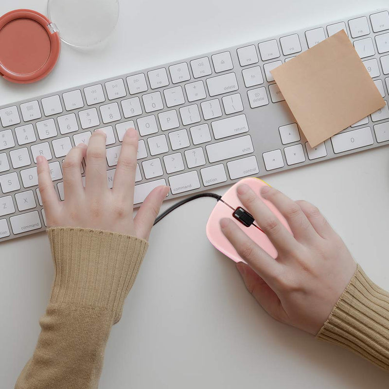 [Australia - AusPower] - Coolerplus FC112 USB Optical Wired Computer Mouse with Easy Click for Office and Home, 1000DPI, Premium and Portable,Compatible with Windows PC, Laptop, Desktop, Notebook（Pink Pink 