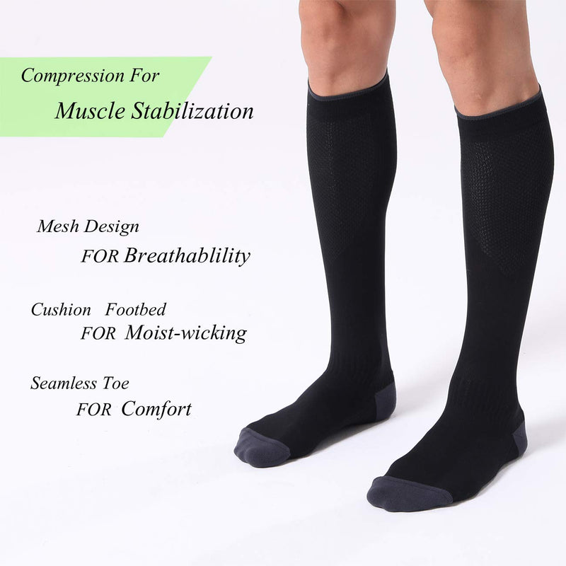 [Australia - AusPower] - FITRELL 3 Pairs Compression Socks for Women and Men 20-30mmHg-Circulation Support Socks Black Small-Medium 