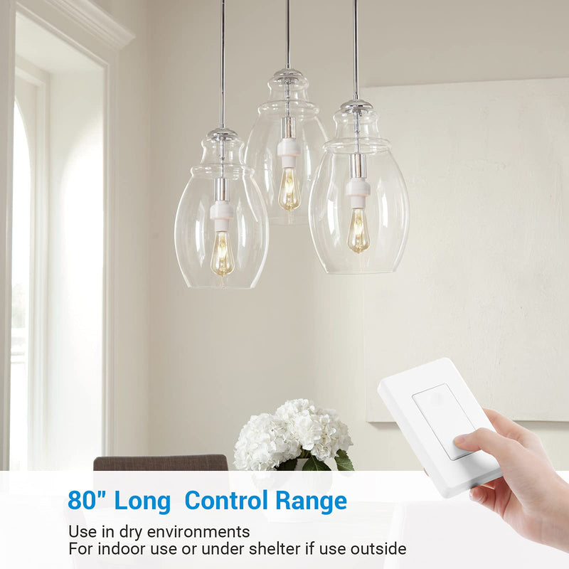 [Australia - AusPower] - DEWENWILS Remote Control Light Socket, 1 Wall Mounted Switch and 2 Bulb Base, No Wiring Required, Wireless Light Switch and Receiver Set, Expandable, ETL Listed, White 