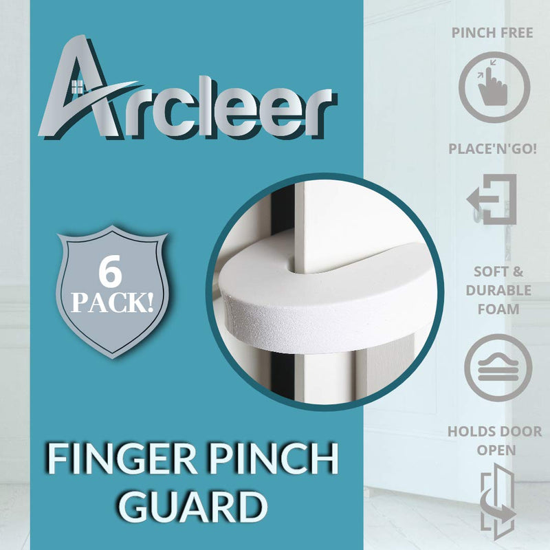 [Australia - AusPower] - Door Pinch Guard and Door Slam Stopper 6pk. Use Safety Door Guard Made of Soft Foam to Keep Door Open. Serves As a Door Protector for Kids by Arcleer 