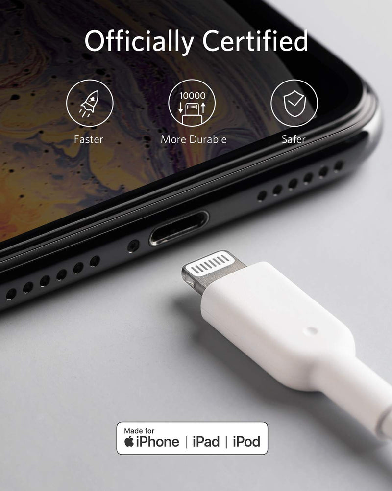 [Australia - AusPower] - Anker Powerline II Lightning Cable, [3ft MFi Certified] USB Charging/Sync Lightning Cord Compatible with iPhone SE 11 11 Pro 11 Pro Max Xs MAX XR X 8 7 6S 6 5, iPad and More 3ft White 