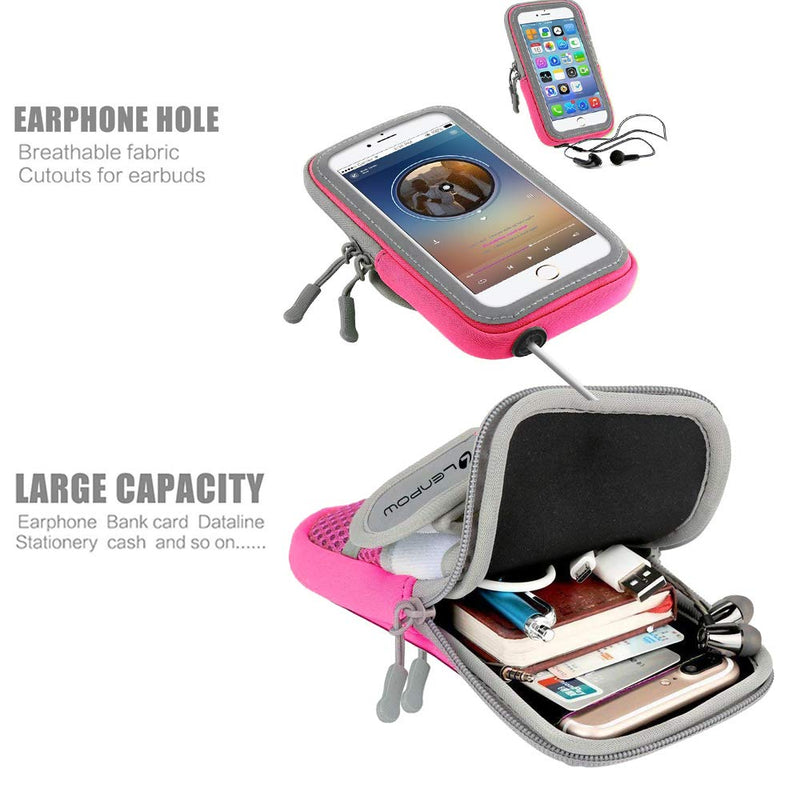 [Australia - AusPower] - LENPOW Multifunctional Outdoor Sports Armband Sweatproof Running Armbag Casual Arm Package Bag Gym Fitness Cell Phone Bag Key Holder for iPhone 12 11 Pro Max XS X Plus Samsung Galaxy Note S20 S10 Edge pink 