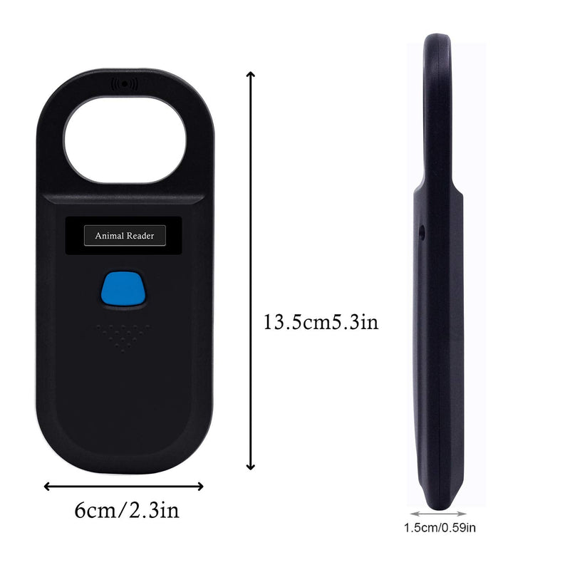 [Australia - AusPower] - Microchip Reader Scanner, Symcode RFID EMID Animal Handheld Reader Pet ID Scanner Rechargeable Animal Chip Scanner Pet Tag Scanner FDX-B(ISO 11784/11785) ID64 RFID Reader Black 